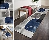 SXHM Teppich Läufer Flur Küche Lang 40X60cm Blauer nordischer Teppich mit modernem Muster rutschfest Waschbar Vintage Polyester Meterware Anpassbar Fur Schlafzimmer Wohnzimmer Fußmatten
