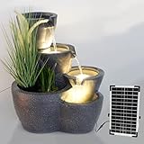 Solar Gartenbrunnen Botana warmweiß Springbrunnen Solarbrunnen mit LED Beleuchtung bepflanzbar Terrassenbrunnen Wasserspiel Solargartenbrunnen