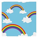 Quadratisches Tischset, Esstisch-Tischset, waschbare Tischsets,Cartoon Regenbogen Wolke Himmel