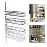 4 Etagen Wandmontiertes Gewürzregal, Küchenwandregal aus rostfreier Stahl, höhenverstellbarer drehbarer Gewürzregal-Organizer, Küche Lagerregal, für Küchen Schlafzimmer Wandschränke Badezimmer
