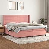 UYSELA Home Sets mit Boxspringbett mit Matratze rosa 200x200 cm Velvet