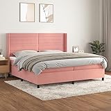 UYSELA Home Sets mit Boxspringbett mit Matratze rosa 200x200 cm Velvet