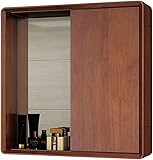 Spiegelschränke Versteckter Badezimmer-Schiebespiegel mit Regal Medizinschrank mit Spiegel Badezimmer-Wandschrank Wandschränke mit Doppelspiegel (Farbe: Braun, Größe: 70 * 65 * 14 cm) (B