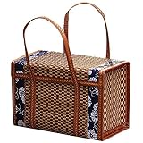 Yangmieai Gewebte Bambusprodukte Camping Tragbare Aufbewahrungsbox Handgewebte Korb Spezielle Outdoor Picknick Korb Gewebter Korb L