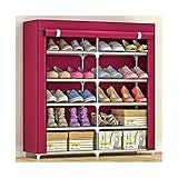 Schuhregal-Organizer-Regal, Schuhregal, 5-stufiges Schuhregal, tragbarer, freistehender Schuh-Organizer mit Vliesstoffbezug, Schuhschrank für Wohnzimmer, Eingangsbereich, Schuhregal (Farbe: Rot)