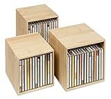 cubix CD-Box bambus, CD-Aufbewahrungs-Boxen aus Holz. Set mit 3 Boxen. Zur Aufbewahrung von bis zu 40 CDs.