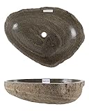 60 cm oval Naturstein Waschbecken grau von WOHNFREUDEN - Naturstein Aufsatzwaschbecken Badezimmer Waschbecken Bad Waschbecken
