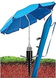 4smile Sonnenschirm Strand 3-IN-1 SET - UV50+ Strandschirm windfest stabil + Bodenhülse + Sonnenschirm Schutzhülle – Zuverlässiger Sonnenschutz am Strand, See und im Garten, Blau