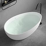 doporro® Freistehende Design-Badewanne Vicenza911 160x95x60cm mit Überlauf aus Mineralguss in Weiß matt, 284Liter