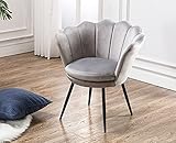 Wahson Sessel für Schlafzimmer Weicher Samt,Armlehnstuhl mit Metallbeinen,Freizeitsessel für Wohnzimmer/Vanity (Grau)