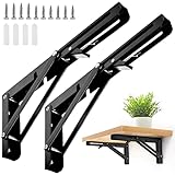 Klappkonsole Schwerlast 250mm, 2 Stück Regalhalterung Edelstahl Tragfähigkeit 60kg, Klapptisch Wand Klappscharnier Klappträger Regalträger für Bänke und Regale Platzsparende