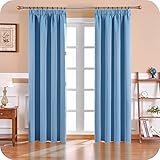 MRTREES Gardinen mit Kräuselband Vorhang Blickdicht Hellblau Grau kurz verdunkelung 245X140cm (HXB) Schlaufenschals 2er Set Schienensystem für Wohnzimmer Schlafzimmer Mädchen Jugend Curtains