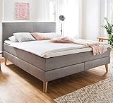 Meise Möbel - Boxspringbett Greta - Taupe, 180x200 cm, 7-ZonenTonnentaschenfederkern 350 H2