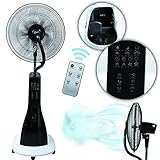 Tronitechnik® Standventilator mit Wasser, Ventilator mit Wasserkühlung Sprühnebel Raumbefeuchter, Fernbedienung, 90 Watt, Oszillierend, 3 Stufen, Timer, 3 Luftmodi, sehr leise, Schlafzimmer & Büro