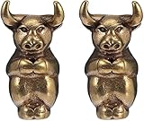 Ornament Figur Home & Office DecorationBrass Bull Figur Mini Kupfer Kuh Ochsen Statue Skulptur Anhänger Zauber Wall Street Bull Statue Tierkuchen Topper Tisch Art Statue Feng Shui Wohnkultur for Wohls