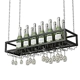 ESSBAG Weinregal, Weinregale Weinregal Decke Weinflaschenhalter Home Bar Kelch Champagner Stemware Racks Wandmontierte Weinglasregale aus Metall Schwimmende Organizer-Regale, Eisenkette