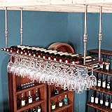 Wine Rack Ceiling Wine Racks Bar Restaurant Hanging Wine Glass Rack Metal European Iron Wine Glass Hanging Rack Goblet Holder Bronze 60 30Cm (Bronze 120 * 30Cm)