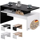 Casaria® Couchtisch Ablage Stauraum 92x51x48 cm Kratzfest Holz 50 kg Belastbarkeit Modern Groß Wohnzimmer Sofa Couch Tisch Beistelltisch Schwarz Weiß