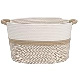 Hinwo Cotton Rope Aufbewahrungskorb Faltbarer Wäschekorb Kindergarten Aufbewahrungsbehälter Container Organizer mit Griffen, 15,7 x 12,6 Zoll (Khaki)