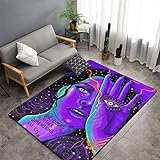 UianYY Area Rugs Home Decor Purple Light Cool Girl Hippie Psychedelic Fußmatte Wohnzimmer Schlafzimmer Teppiche Fußmatten 152,4 x 99,9 cm