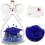 Qinqinxin Mama Geschenke Rose Engelsfigur aus Glas, Handgefertigte Ewige Blume Engel Figur, Geschenk für Mama Oma, Originelles Geschenk für Frauen Mutter zu Muttertag Valentinstag Geburtstag