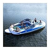 Aufblasbares Schwimmendes Boot, Großer Tragbarer PVC-aufblasbarer Schwimmender Reihen Wasserpiraten Pool Für 4-6 Personen Lake Ocean Floating Platform (Color : Blue, Size : 400 * 210 * 120cm)