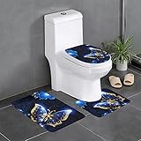 ASEELO Badezimmer-Teppich-Set, 3-teilig, mit WC-Abdeckung, Badematten, U-förmige Konturenmatte, für Badezimmer, Badewanne