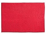 MSV Badteppich Badvorleger Duschvorleger Chenille Hochflor Badematte 40x60 cm – Rot