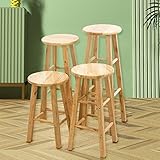 Barhocker, hoher Hocker, Gummi-Holz-Barstuhl, strapazierfähig, mit rutschfestem Schwammkissen, Barhocker für Bar, Restaurant, Küche, Theke, Holzfarbe (Größe: 70 cm) (70 cm)