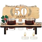 Jeasona 50 Geburtstag Mann Deko Holz Schnapsbank 50 Geburtstag Frau Deko Geschenke zum 50 Geburtstag Frau/Mann 1973 50 Geburtstag Frau Geschenkideen Tischdeko 50 Jahre Geburtstag Mann Dekoration