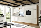 Respekta Küchenzeile Marleen BEMA370HAWKGE Weiß 370 cm Breite mit Elektrogeräten