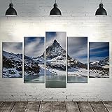 Targawerelax Canvas Painting Poster Leinwand Malerei Wandbilder 5 Panel Schnee Berg Landschaft Poster Für Wohnzimmer Wohnkultur Abstrakte Malerei Auf Leinwand 50x25cm