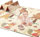 HB.YE Spielmatte Baby Teppich Babymatte Faltbarer Spieldecke Krabbelmatte Baby Bodenmatte XPE rutschfest Material, Tragbar für Innen- oder Außenbereich (Tierwald)