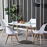 H.J WeDoo Esszimmertisch mit Stühlen, Essgruppe Weiß Tisch mit 4 Weiß Stühlen für Esszimmer, Küche & Wohnzimmer