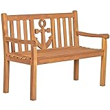 Mr. Deko Gartenbank Anker aus Teak-Holz | Holzbank mit Lehne | Friesenbank für draußen | 2-Sitzer 120x57x94 cm | Sitz-Bank massiv & wetterfest für den Garten Balkon Terrasse | Parkbank zum Relaxen