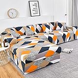 AITIHYA Universeller, bedruckter Sofabezug, geometrisches Muster, Stretch, für Wohnzimmer, Couchschutz, waschbar, Dekor, Chaiselongue-Sofa, Koffer-Stil, 28,1-Sitzer (90–140 cm)