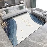 DJHWWD deko Flur antirutsch Wohnzimmer rechteckiger Teppich weiß blau Teppich Schlafzimmer Teppich rutschfest tepiche für Schlafzimmer 80X160CM