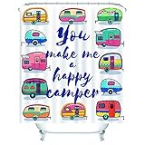 Shower Curtains Textile, Duschvorhang Wasserdicht Bunt Camper Van Du Machst Mich zu Einem Glücklichen Camper 150x180 Polyester Badezimmer