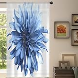 Blaue Dahlien Blumen Sheer Vorhang Dahlien Floral Sheer Fenster Voile Vorhänge für Wohnzimmer Schlafzimmer Zimmer Küche Esszimmer Dekor 139 x 213 cm