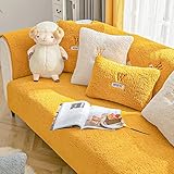 ZUVUYUO Sofabezug Samt 1 2 3 4 Sitzer L Form Sofaüberwurf, Sofa Überzug Ecksofa Pets Dog Couch Überzug Anti-Rutsch Sofa Überwurf, Ultra Weicher Sofaschoner (Color : Gelb, Größe : 70 * 180CM)