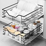 GRFIT 2-stufiger Drahtkorb mit herausziehbarem Regal, Kleiner Schrank, robuster 304-Edelstahl, herausziehbare Drahtaufbewahrungsschubladen, Abflusswanne, Dämpfungsführung, Gewürzregal, Organizer