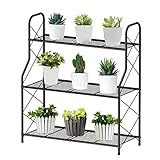 Bomclap Pflanzenregal Blumenregal Metall, 3 Stufen Pflanzenständer Blumentopf Topfhalter für Outdoor Indoor Balkon Garten, Multifunktionales Blumenregal mit großer Kapazität, Bronze