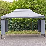 Allpax Gartenpavillon 3 x 4 m Wasserdicht, stabiles Metall Gestell mit Polyesterabdeckung in anthrazit, UV-50+ Sonnenschutz, Pavillon Gartenzelt Partyzelt