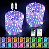 GLPE 2 Stück X 10m 200 LED Schlauch,USB Lichterkette Außen Innen,8 Modi und 16 Farbwechsel,RGB Lichtschlauch IP65 Wasserdichte für Schlafzimmer Party Garten Camping Weihnachten