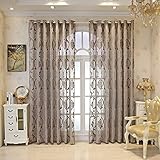 M&W DAS DESIGN Gardinenschal halbtransparent Vintage Retro Barock Dekoschal Stoff Ösenschal Voile Fensterschal Stickerei Jacquard Stores Gardinen