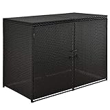 Juskys Mülltonnenbox Mol — Poly-rattan Aufbewahrungsbox für 2 Tonnen mit Gasdruckfeder - verschließbar - 1,2 m² Mülltonnenverkleidung - schwarz
