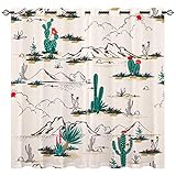 EiiChuang Wüsten-Vorhänge, wärmeisoliert, Verdunkelungsvorhänge mit Sommer-Kaktus-Wüste, handgemaltes Pflanzenmuster, Raumverdunkelung Ösen Vorhänge für Schlafzimmer Wohnzimmer, 2 Paneele 132 x 114 cm