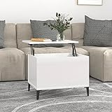 ZEYUAN Couchtisch, Tisch Wohnzimmer, Coffee Table, Wohnzimmertisch, Tisch Klein, Beistelltisch, Shisha Tisch, Wohnzimmermöbel, Hochglanz-Weiß 60x44,5x45 cm Holzwerkstoff