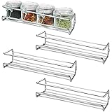 BELLE VOUS 4er Pack Chrome Gewürzregal Wand Organisator Einstufiges Gewürz Regal & Kräuterregal hängend für Küchenwände&Schranktüren - Gewürzaufbewahrung Schrank - Gewürzregal Schranktür