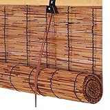 HRXQSHH Schilfrohrvorhang Natur Bambusrollo 50 60 80 100 120 130 150 160cm Breit Schilf Vorhang Handgewebt Bambus Rollo Jalousine Sonnenschutz/Atmungsaktiver/Wetterfest/Für Fenster Und Türen (Size :